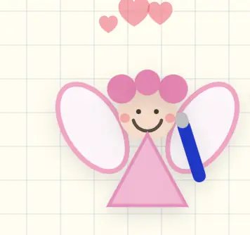 Pinky the fairy holding a blue pen