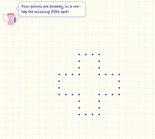 The starting pattern of 36 dots, with Pinky’s tip: tap the missing fifth spot