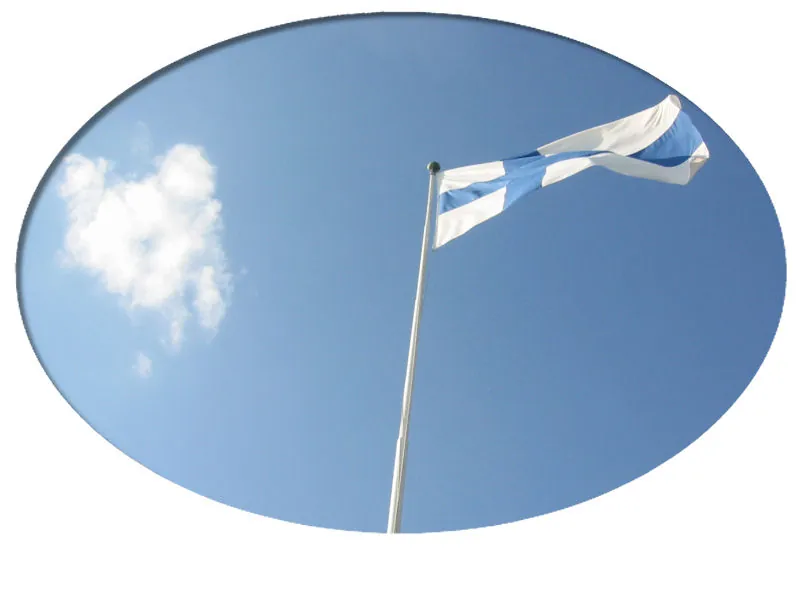 Finnish flag against a blue sky